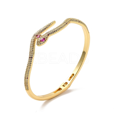 Cubic Zirconia Snake Open Cuff Bangle BJEW-P281-09G-02-1