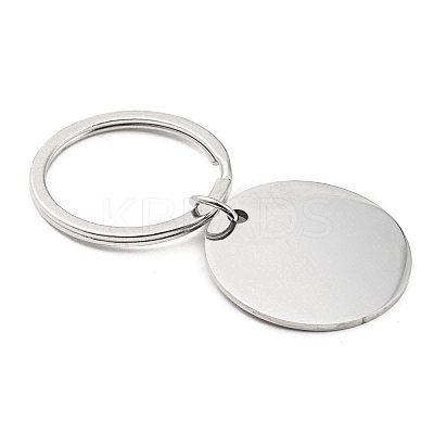 Non-Tarnish Valentine's Day Theme 304 Stainless Steel Flat Round with Word Me Too Pendant Keychain LS-KEYC-K018-01P-01-1