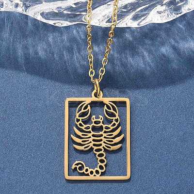 304 Stainless Steel Necklace NJEW-D330-01G-08-1