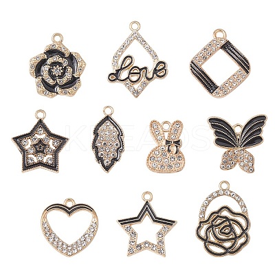 10Pcs 10 Style Alloy Enamel Pendants FIND-YW0002-84-1