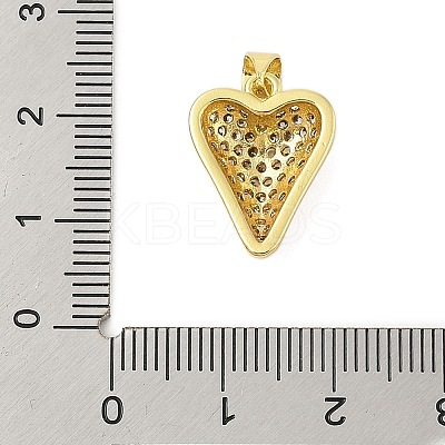Heart Rack Plating Brass Micro Pave Cubic Zirconia Pendants KK-Z074-52G-1