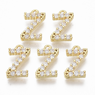 Brass Micro Pave Cubic Zirconia Charms KK-T060-05-Z-G-NF-1