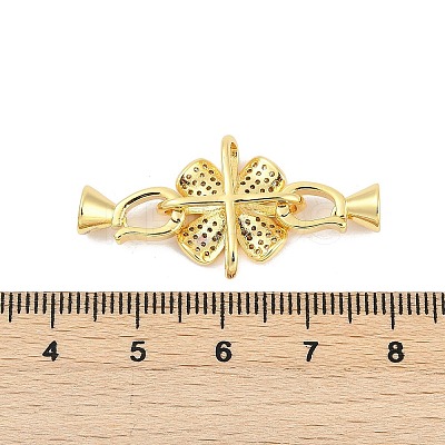 Brass Micro Pave Clear Cubic Zirconia Fold Over Clasps KK-M311-06G-1