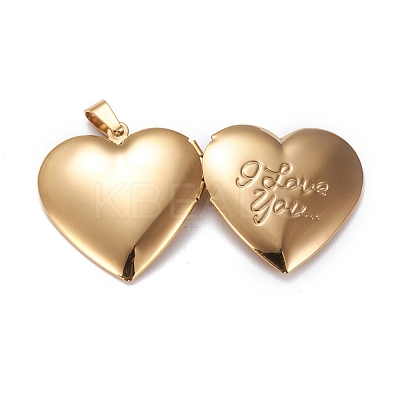 Valentine's Day Ion Plating(IP) 304 Stainless Steel Locket Pendants STAS-K197-08G-1