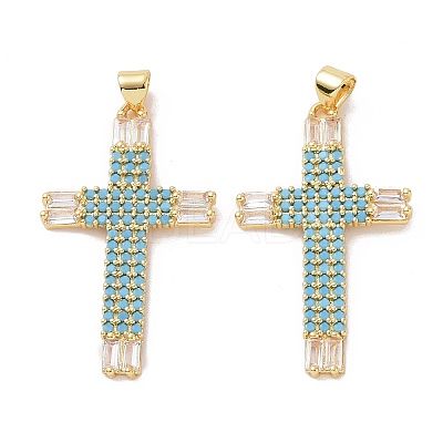Brass Micro Pave Cubic Zirconia Pendants ZIRC-I063-01G-1