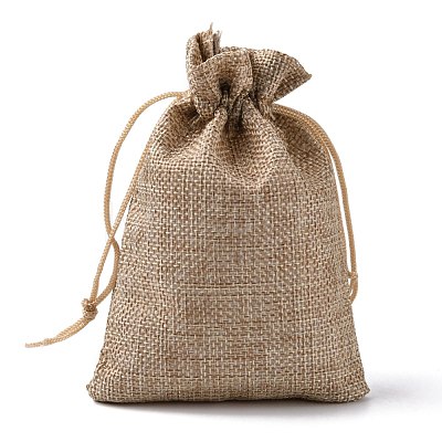 Polyester Imitation Burlap Packing Pouches Drawstring Bags X-ABAG-R004-14x10cm-05-1
