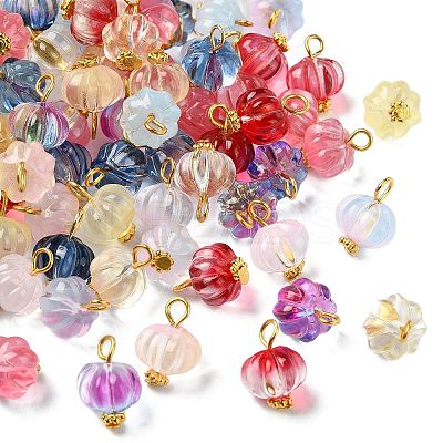 100Pcs 10 Colors Transparent Spray Paint Glass Pendants PALLOY-CJ00123-1