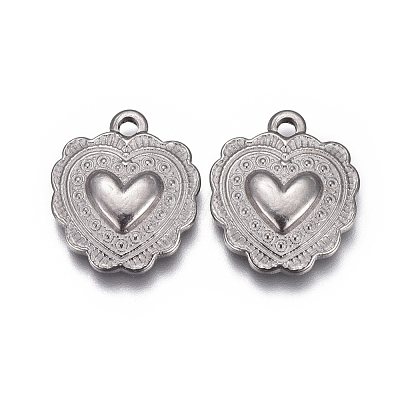 Non-Tarnish 304 Stainless Steel Textured Pendants STAS-F207-12P-1