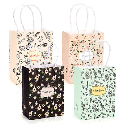 8Pcs 4 Styles Flower Paper Gift Tote Bags ABAG-TA0001-47-1