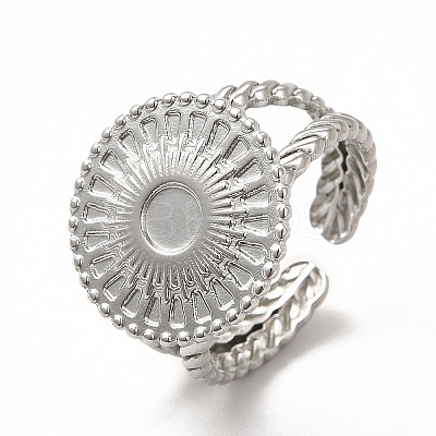 Tarnish Resistant 304 Stainless Steel Sun Open Cuff Ring Settings RJEW-B027-24P-1