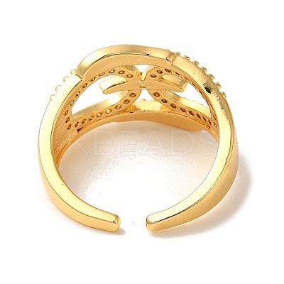 Rack Plating Brass Micro Pave Clear Cubic Zirconia Cuff Rings for Women RJEW-G325-13D-G-1
