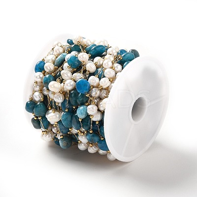 Natural Pearl & Apatite Beaded Chains CHS-B002-01G-08-1