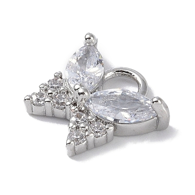 Rack Plating Brass Micro Pave CLear Cubic Zirconia Charms KK-E110-10P-1