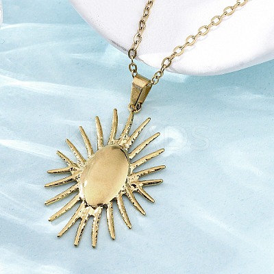 Sunflower 304 Stainless Steel Pendant Necklaces NJEW-M096-08G-1