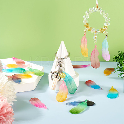 20Pcs 10 Colors Two Tone Frosted Acrylic Pendants FACR-TA0001-07-1