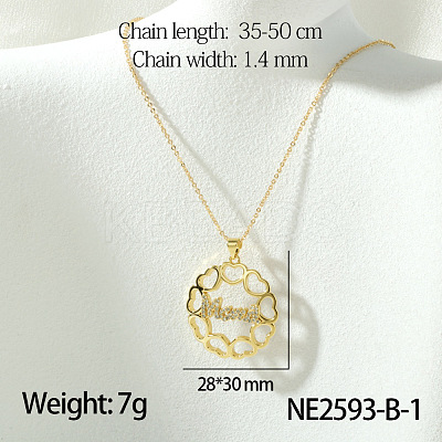 Mother's Day Brass Micro Pave Clear Cubic Zirconia Pendant Necklaces FS-WG67A5B-09-1