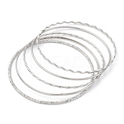 5Pcs 304 Stainless Steel Bangle Set for Women BJEW-S162-01B-P-1
