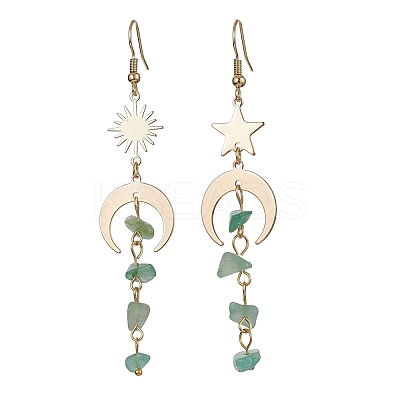 Moon & Sun & Star Brass Asymmetrical Earrings EJEW-JE05461-04-1