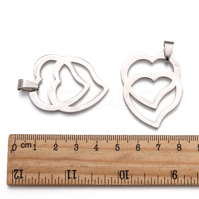 Tarnish Resistant Heart to Heart 201 Stainless Steel Pendants STAS-I032-122-1
