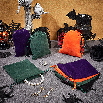 24Pcs 4 Colors Velvet Cloth Drawstring Pouches TP-BC0001-04-1