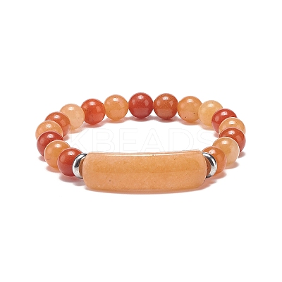 Natural Red Aventurine Beaded Stretch Bracelet BJEW-JB08879-06-1