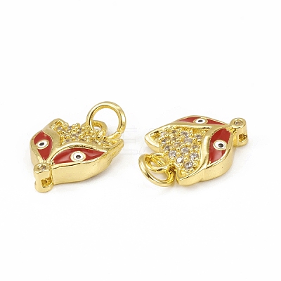 Brass Micro Pave Cubic Zirconia Charms KK-E068-VB029-1-1