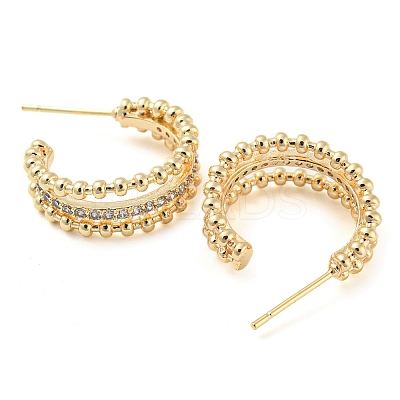 Brass Stud Earrings with Glass EJEW-K264-01G-1