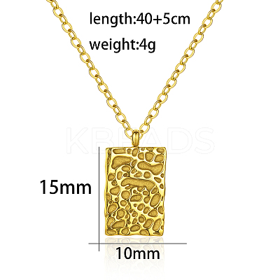 Fashionable 304 Stainless Steel Irregular Textured Rectangle Pendant Necklaces for Women EN2201-1-1