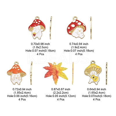 20Pcs 5 Style Autumn Theme Alloy Enamel Pendants ENAM-FS0001-54-1