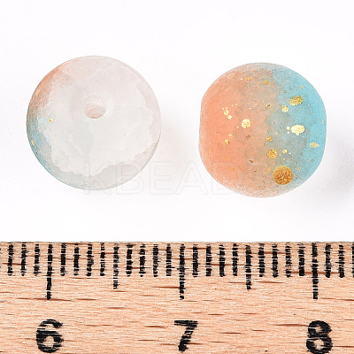Frosted Baking Paint Crackle Glass Beads with Glitter Powder DGLA-T004-01C-1