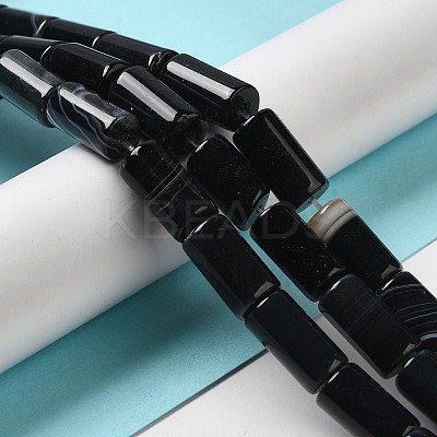 Natural Black Agate Beads Strands G-H295-E01-01-1