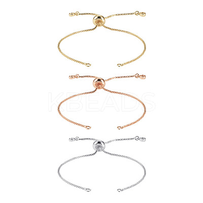 3Pcs 3 Colors Brass Box Chain Slider Bracelet Making KK-TA0003-12-RS-1