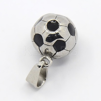 Trendy Necklace Findings 304 Stainless Steel FootBall/Soccer Ball Pendants STAS-L012-B01P-1