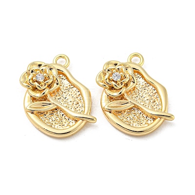 Brass Micro Pave Clear Cubic Zirconia Pendants KK-H460-25G-1
