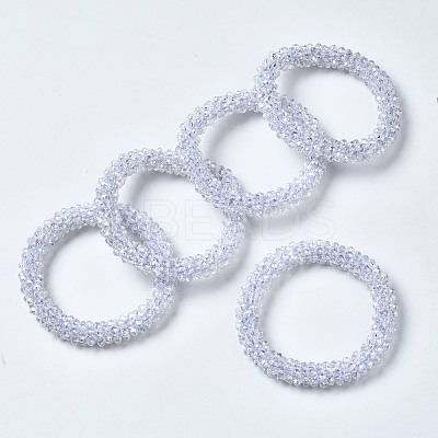 Faceted Transparent Glass Beads Stretch Bracelets BJEW-S144-002C-06-1