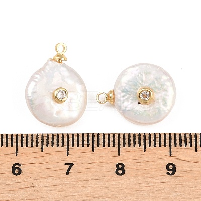 Brass Micro Pave Cubic Zirconia with Natural Pearl Pendants KK-Z146-07C-01-1