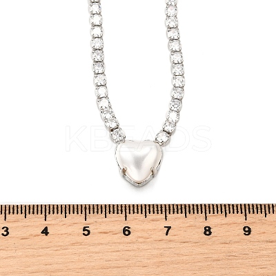 Brass Pave Clear Cubic Zirconia Tennis Necklaces NJEW-K287-02P-1