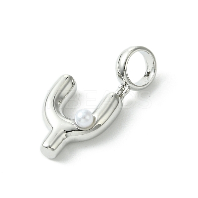 Rack Plating Brass with ABS Plastic Pearl European Dangle Charms KK-G501-02Y-P-1