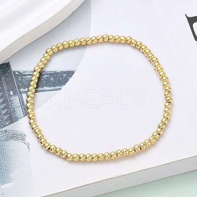 Brass Round Beaded Stretch Bracelets for Men Women BJEW-B148-05A-G-1