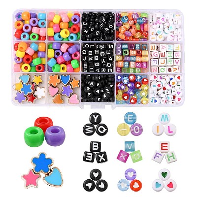 588Pcs 13 Styles Geometry & Star & Heart & Flower Acrylic Beads DIY-FS0002-04-1