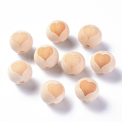 Unfinished Wood Beads WOOD-S036-07-1