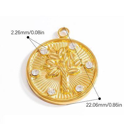 304 Stainless Steel Pendants with Rhinestone STAS-H240-09G-1