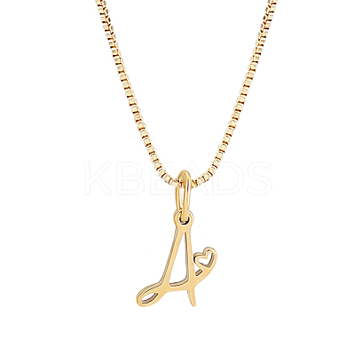 1pc Brass Chain & 304 Stainless Steel Letter Pendant Necklaces NJEW-LP0001-40A-G-1