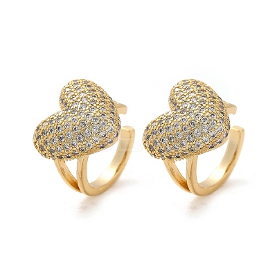 Brass Micro Pave Clear Cubic Zirconia Cuff Earrings EJEW-Q045-06G-1