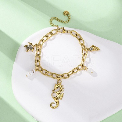 304 Stainless Steel Rhinestone Charm Bracelets BJEW-L708-09G-1