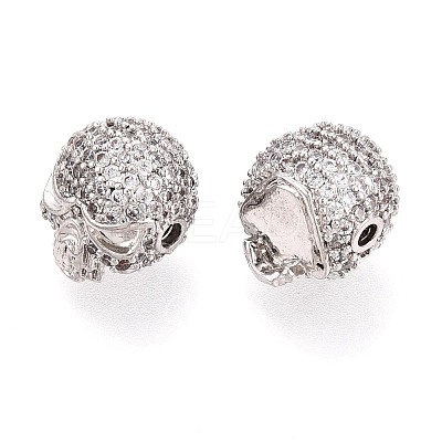 Brass Micro Pave Cubic Zirconia Beads ZIRC-S053-YS040-3-1