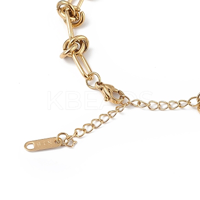 Ion Plating(IP) 304 Stainless Steel Oval & Knot Link Chain Bracelets for Men Women BJEW-G669-17G-1