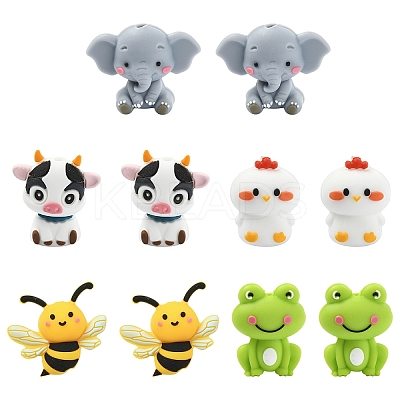 10Pcs 5 Styles Food Grade Eco-Friendly Silicone Focal Beads SIL-YW0001-80-1