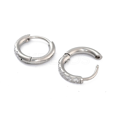 316 Surgical Stainless Steel Pave Clear Cubic Zirconia Hoop Earrings Women EJEW-A109-01B-P-1