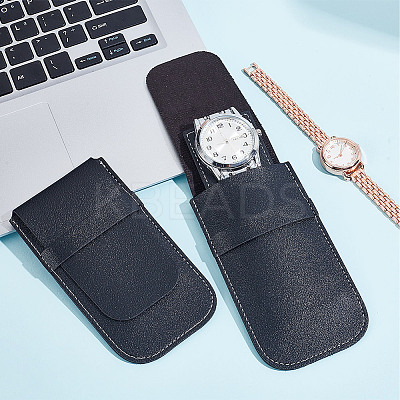 2Pcs Rectangle PU Imitation Leather Single Watch Storage Bag AJEW-GO0001-85D-1